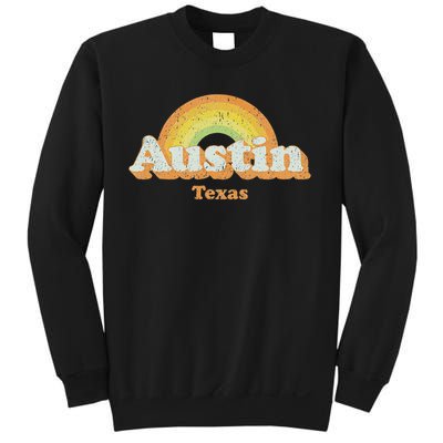 Retro Austin Texas Tx Vintage 70s Rainbow Design Sweatshirt