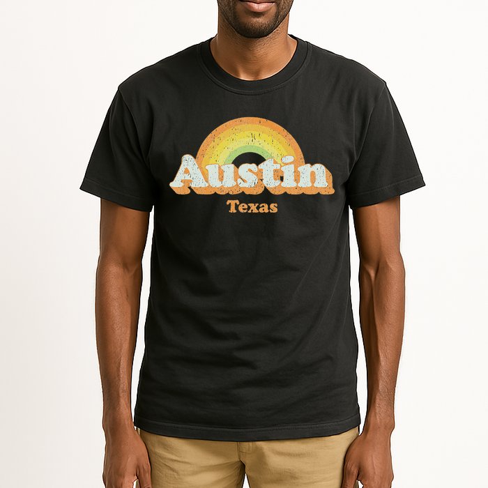 Retro Austin Texas Tx Vintage 70s Rainbow Design Tall T-Shirt