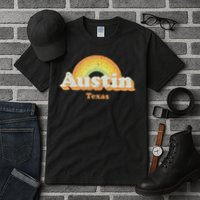 Retro Austin Texas Tx Vintage 70s Rainbow Design Tall T-Shirt