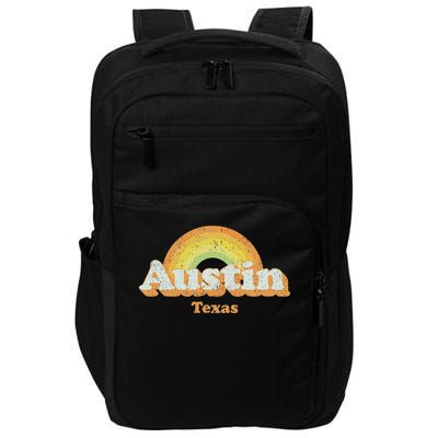 Retro Austin Texas Tx Vintage 70s Rainbow Design Impact Tech Backpack