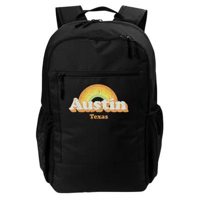 Retro Austin Texas Tx Vintage 70s Rainbow Design Backpack