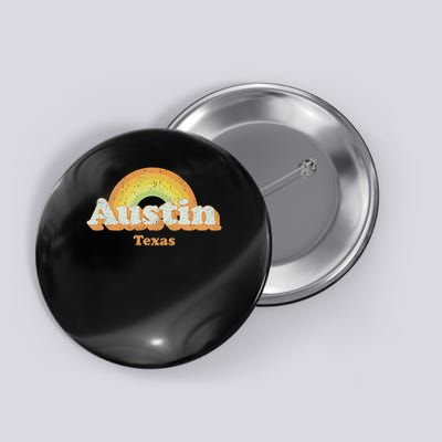 Retro Austin Texas Tx Vintage 70s Rainbow Design Button