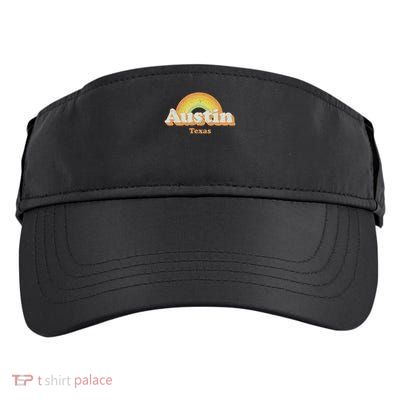 Retro Austin Texas Tx Vintage 70s Rainbow Design Adult Drive Performance Visor