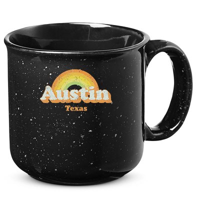 Retro Austin Texas Tx Vintage 70s Rainbow Design 15oz Campfire Ceramic Mug