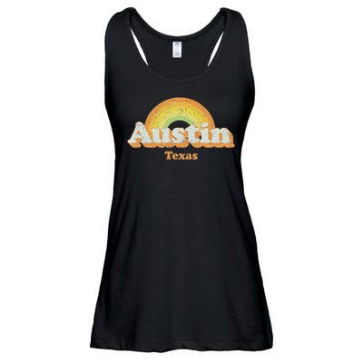 Retro Austin Texas Tx Vintage 70s Rainbow Design Ladies Essential Flowy Tank