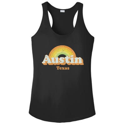 Retro Austin Texas Tx Vintage 70s Rainbow Design Ladies PosiCharge Competitor Racerback Tank