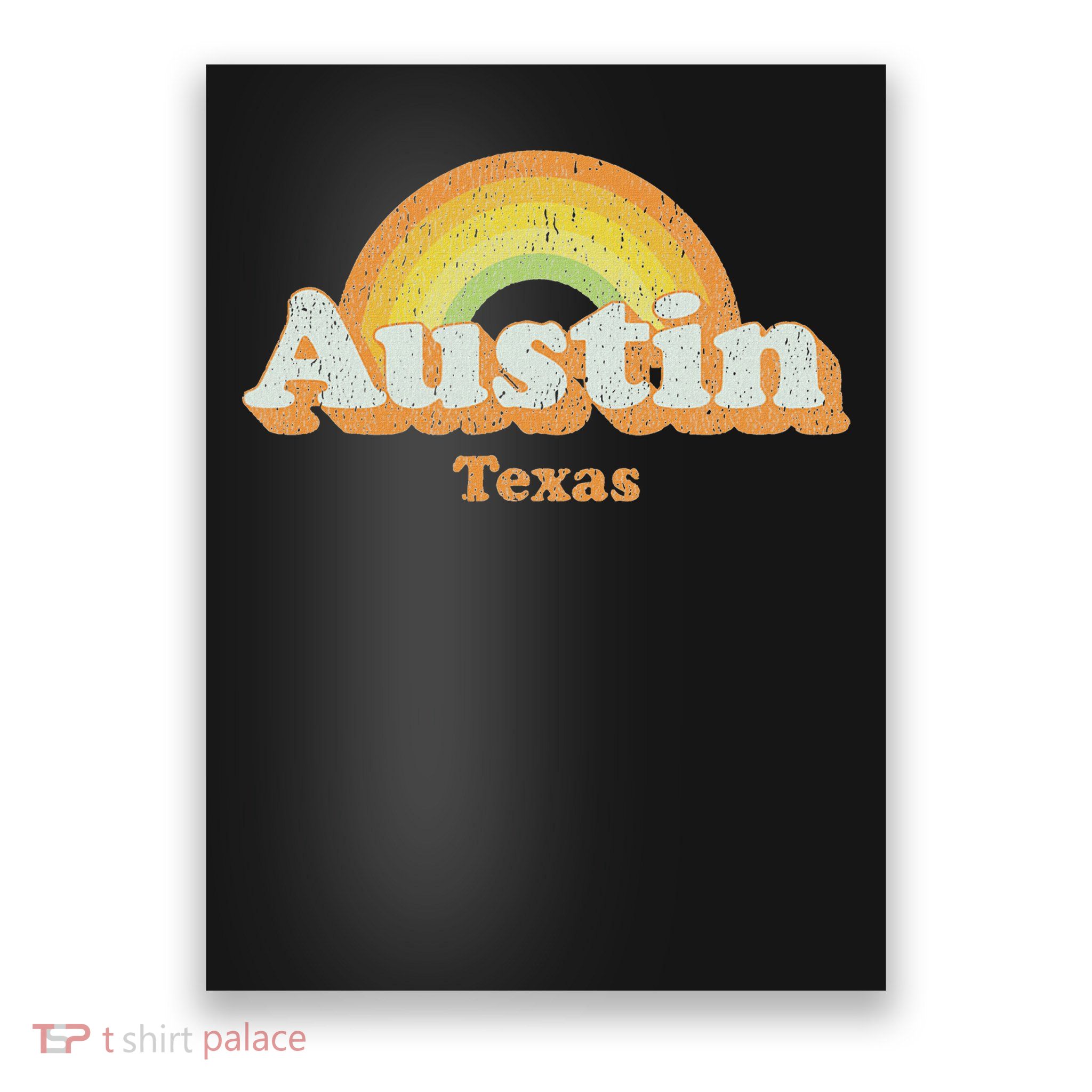 Retro Austin Texas Tx Vintage 70s Rainbow Design Poster