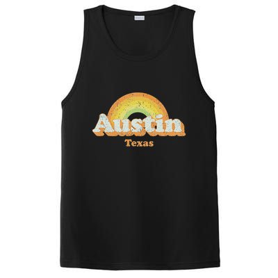 Retro Austin Texas Tx Vintage 70s Rainbow Design PosiCharge Competitor Tank