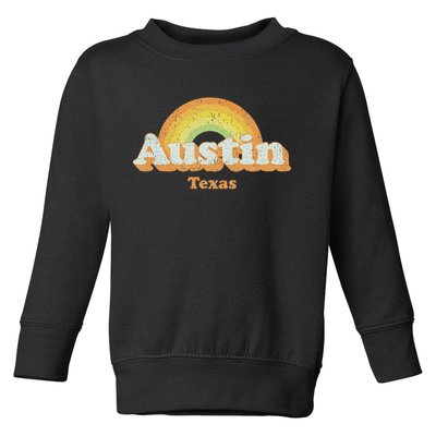 Retro Austin Texas Tx Vintage 70s Rainbow Design Toddler Sweatshirt