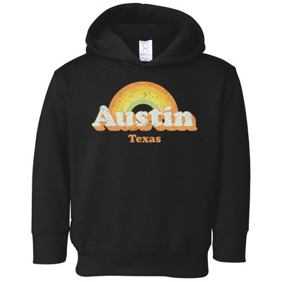 Retro Austin Texas Tx Vintage 70s Rainbow Design Toddler Hoodie