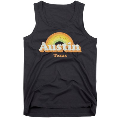 Retro Austin Texas Tx Vintage 70s Rainbow Design Tank Top