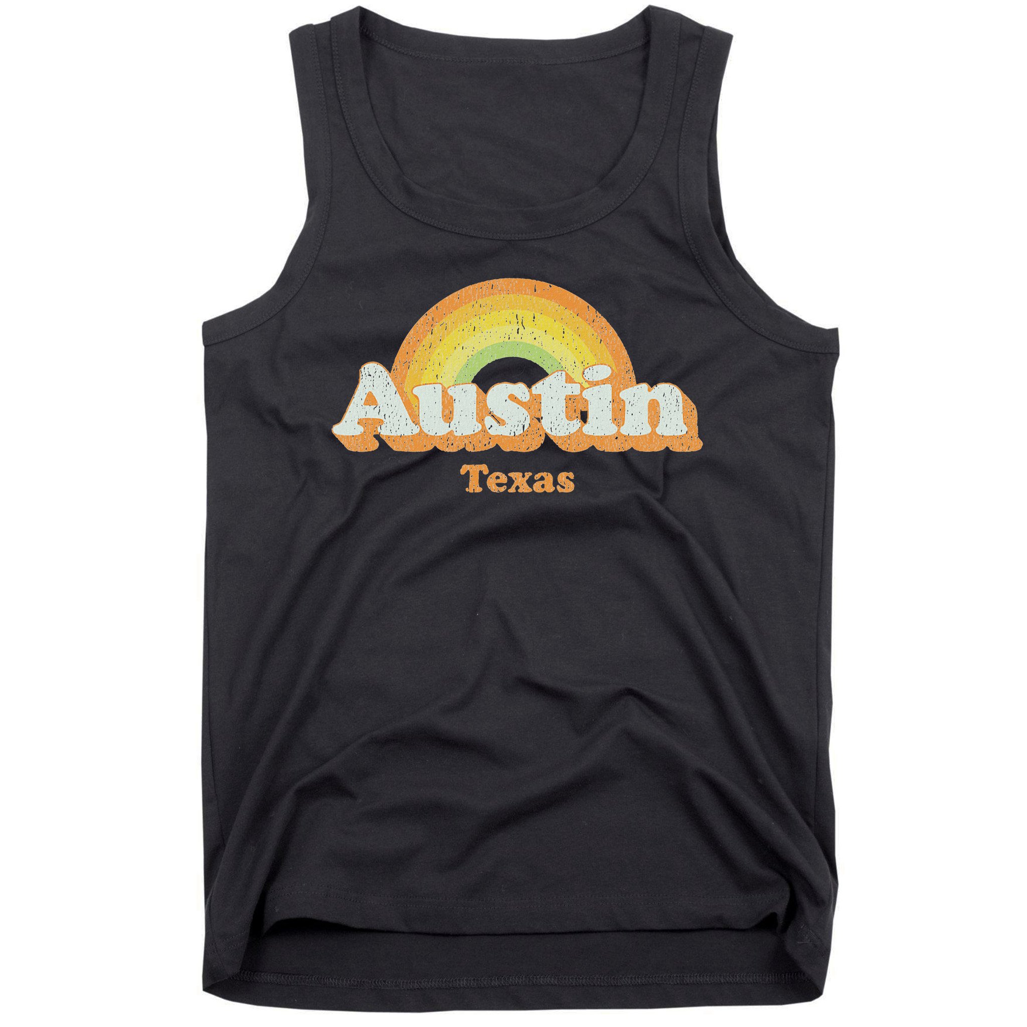 Retro Austin Texas Tx Vintage 70s Rainbow Design Tank Top