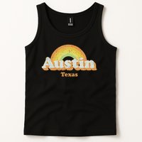 Retro Austin Texas Tx Vintage 70s Rainbow Design Tank Top