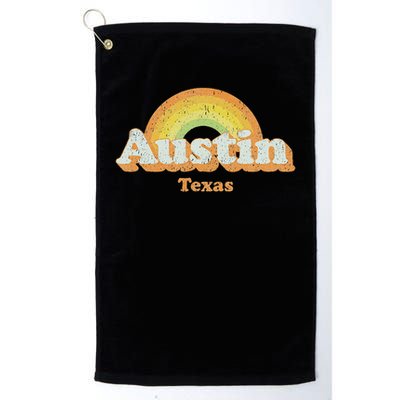 Retro Austin Texas Tx Vintage 70s Rainbow Design Golf Towel