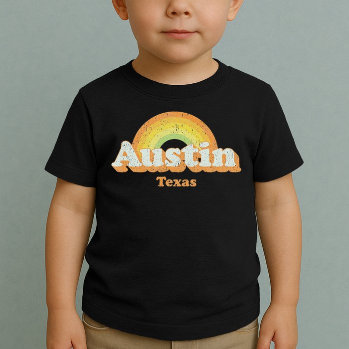 Retro Austin Texas Tx Vintage 70s Rainbow Design Toddler T-Shirt