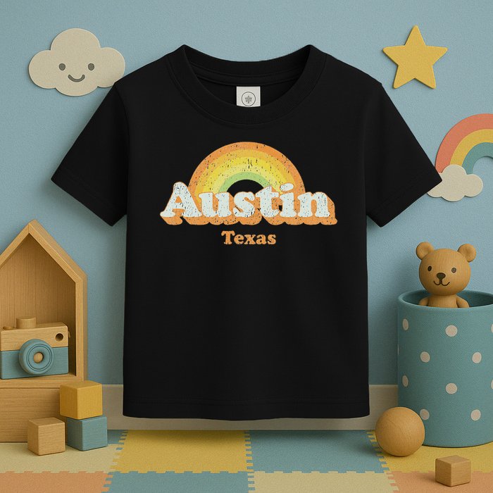 Retro Austin Texas Tx Vintage 70s Rainbow Design Toddler T-Shirt