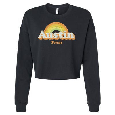 Retro Austin Texas Tx Vintage 70s Rainbow Design Cropped Pullover Crew