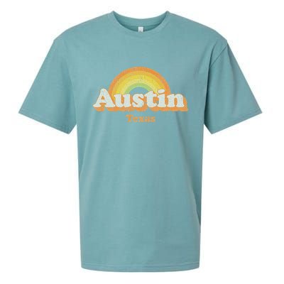Retro Austin Texas Tx Vintage 70s Rainbow Design Sueded Cloud Jersey T-Shirt