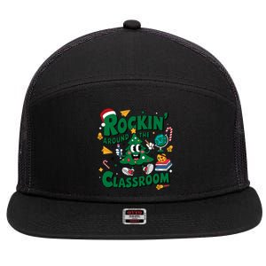 Rockin Around The Classroom Christmas Holiday Xmas 7 Panel Mesh Trucker Snapback Hat