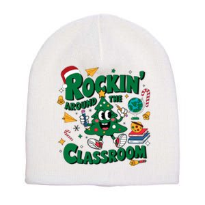 Rockin Around The Classroom Christmas Holiday Xmas Short Acrylic Beanie