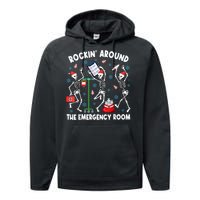 Rockin Around The Emergency Room Skeleton Er Nurse Xmas Performance Fleece Hoodie