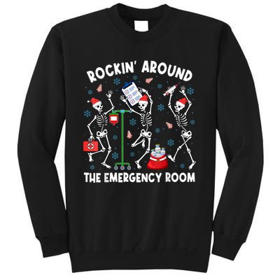 Rockin Around The Emergency Room Skeleton Er Nurse Xmas Sweatshirt