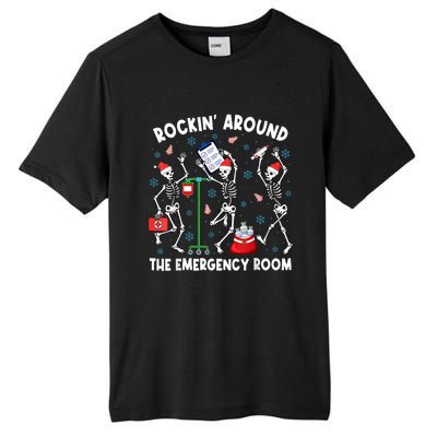 Rockin Around The Emergency Room Skeleton Er Nurse Xmas Tall Fusion ChromaSoft Performance T-Shirt