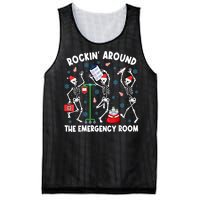 Rockin Around The Emergency Room Skeleton Er Nurse Xmas Mesh Reversible Basketball Jersey Tank