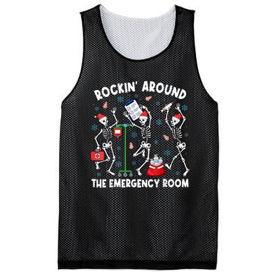 Rockin Around The Emergency Room Skeleton Er Nurse Xmas Mesh Reversible Basketball Jersey Tank