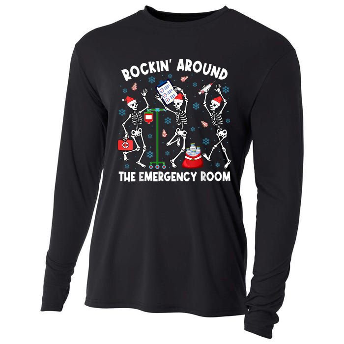 Rockin Around The Emergency Room Skeleton Er Nurse Xmas Cooling Performance Long Sleeve Crew