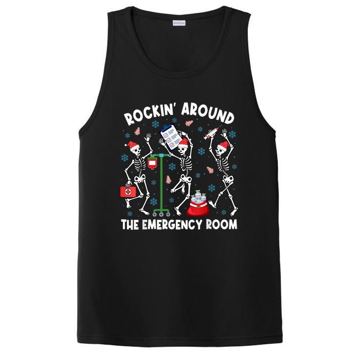 Rockin Around The Emergency Room Skeleton Er Nurse Xmas PosiCharge Competitor Tank