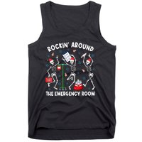 Rockin Around The Emergency Room Skeleton Er Nurse Xmas Tank Top