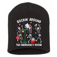 Rockin Around The Emergency Room Skeleton Er Nurse Xmas Short Acrylic Beanie