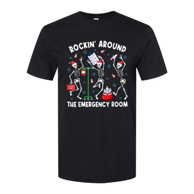 Rockin Around The Emergency Room Skeleton Er Nurse Xmas Softstyle CVC T-Shirt