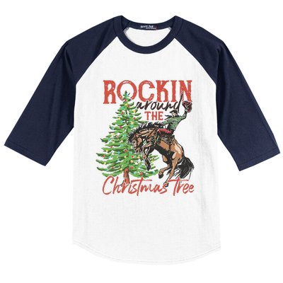 Rocking Around The Christmas Tree Christmas Cowboy Horse Baseball Sleeve Shirt