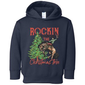 Rocking Around The Christmas Tree Christmas Cowboy Horse Toddler Hoodie