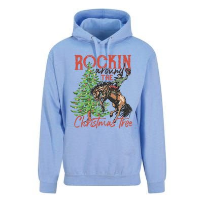 Rocking Around The Christmas Tree Christmas Cowboy Horse Unisex Surf Hoodie