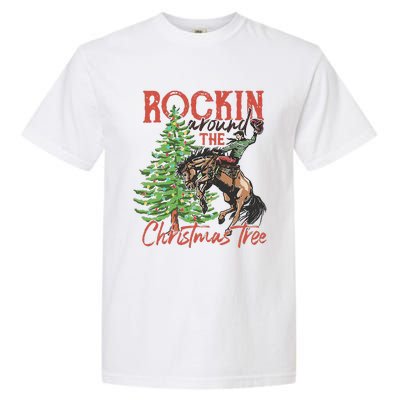 Rocking Around The Christmas Tree Christmas Cowboy Horse Garment-Dyed Heavyweight T-Shirt