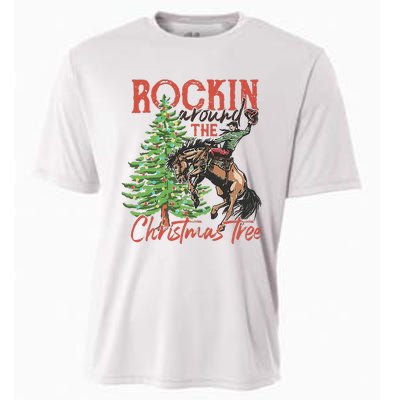 Rocking Around The Christmas Tree Christmas Cowboy Horse Cooling Performance Crew T-Shirt