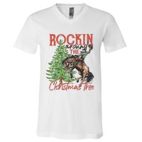 Rocking Around The Christmas Tree Christmas Cowboy Horse V-Neck T-Shirt