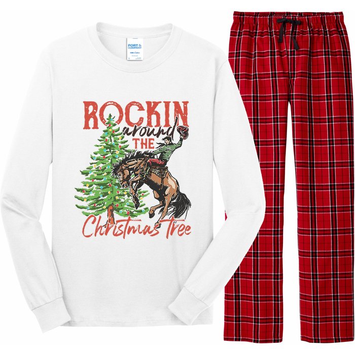 Rocking Around The Christmas Tree Christmas Cowboy Horse Long Sleeve Pajama Set