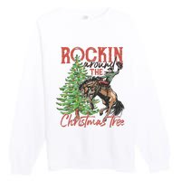 Rocking Around The Christmas Tree Christmas Cowboy Horse Premium Crewneck Sweatshirt