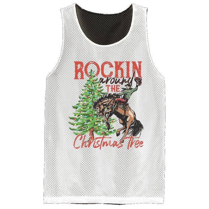 Rocking Around The Christmas Tree Christmas Cowboy Horse Mesh Reversible Basketball Jersey Tank