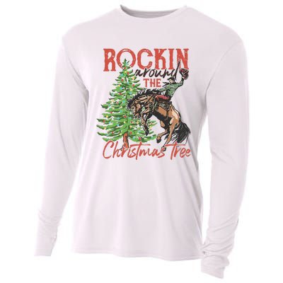 Rocking Around The Christmas Tree Christmas Cowboy Horse Cooling Performance Long Sleeve Crew