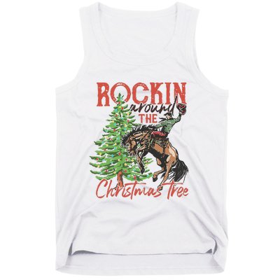 Rocking Around The Christmas Tree Christmas Cowboy Horse Tank Top