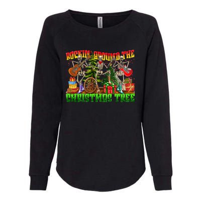 Rockin Around The Christmas Tree Skeleton Play Guitar Xmas Gift Womens California Wash Sweatshirt