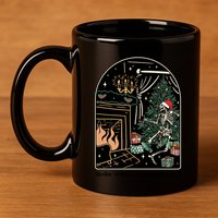 Rockin Around The Christmas Tree Skeleton Dancing Costume Gift 11oz C Handle Ceramic Mug