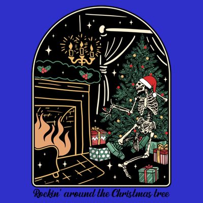 Rockin Around The Christmas Tree Skeleton Dancing Costume Gift T-Shirt