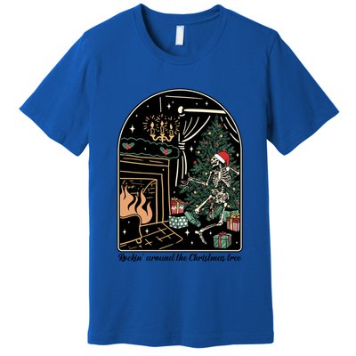 Rockin Around The Christmas Tree Skeleton Dancing Costume Gift Premium T-Shirt