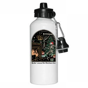 Rockin Around The Christmas Tree Skeleton Dancing Costume Gift Aluminum Water Bottle